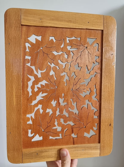 Vintage Carved Wooden Serving Tray With Handles