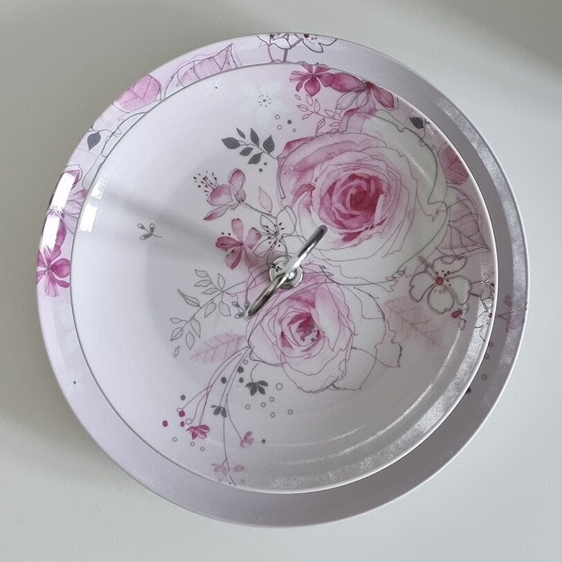 Vintage 2 Tier Cake Stand In Pink & White Floral