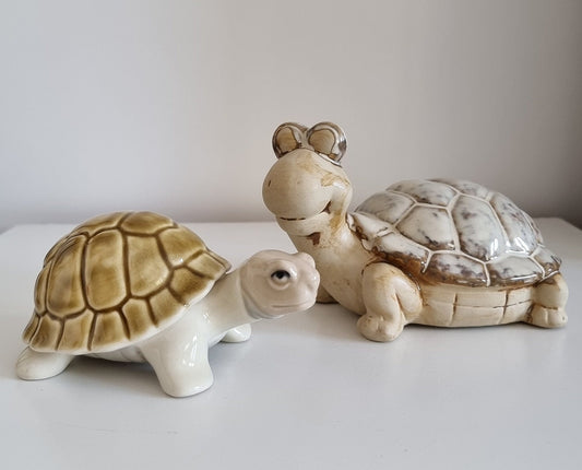 Pair Of Lovely Ceramic Turtle Figurines