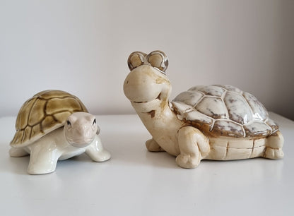 Pair Of Lovely Ceramic Turtle Figurines