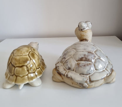 Pair Of Lovely Ceramic Turtle Figurines