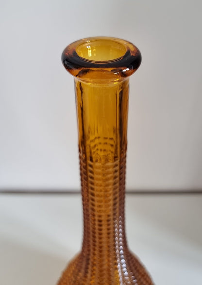 Mid-Century Italian Empoli Art Glass Diamond Pattern Genie Bottle/Decanter