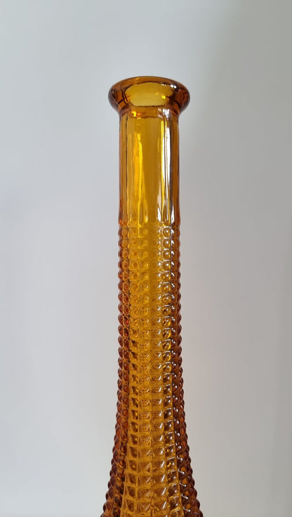 Mid-Century Italian Empoli Art Glass Diamond Pattern Genie Bottle/Decanter