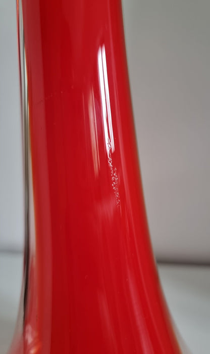 Mid-Century Red & Clear Art Glass Vase