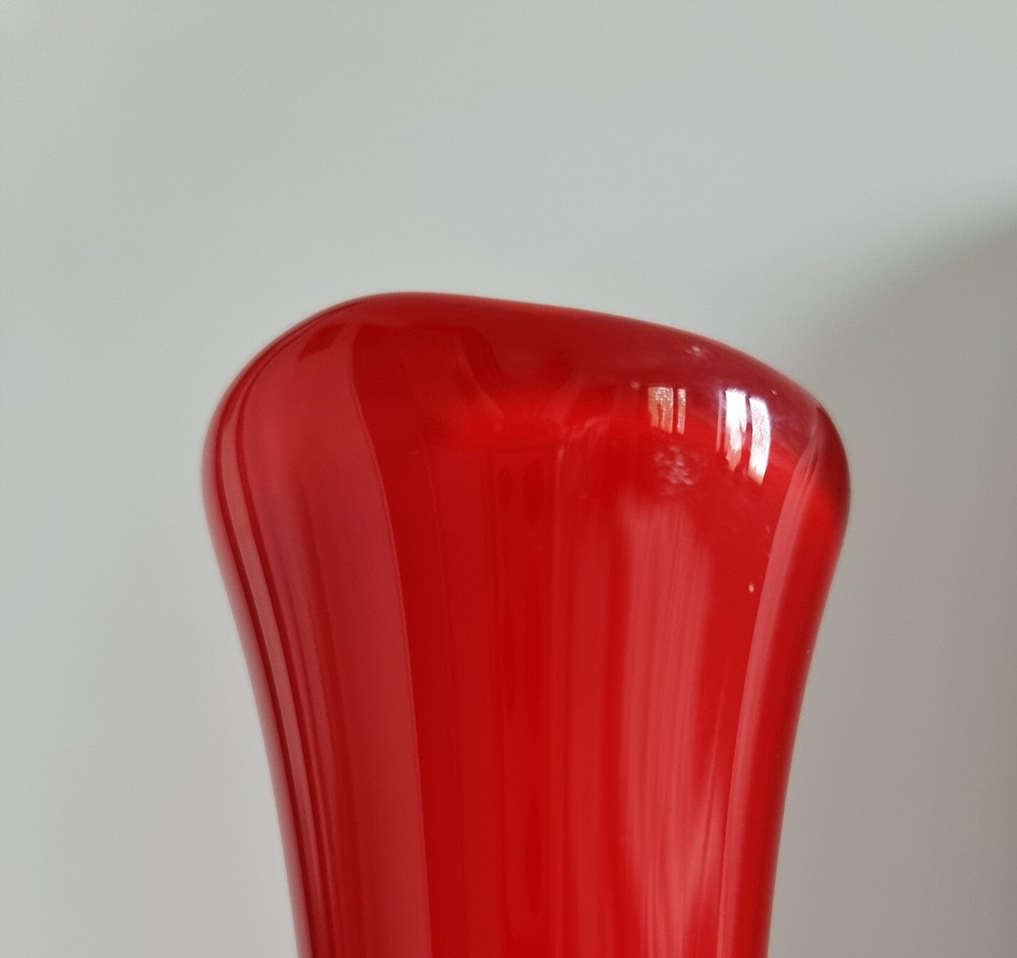 Mid-Century Red & Clear Art Glass Vase