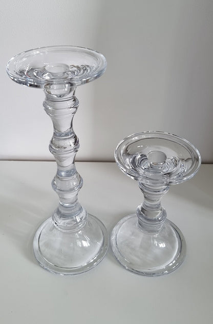 Pair Of Vintage Glass Candlestick/Candle Holders