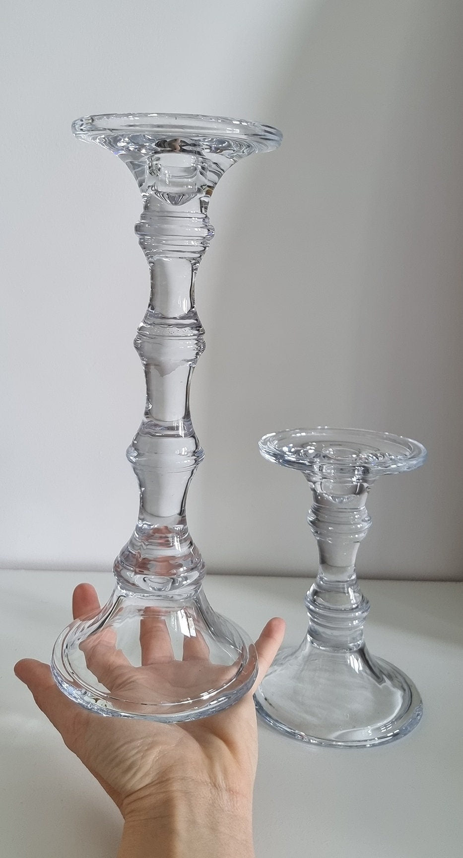 Pair Of Vintage Glass Candlestick/Candle Holders