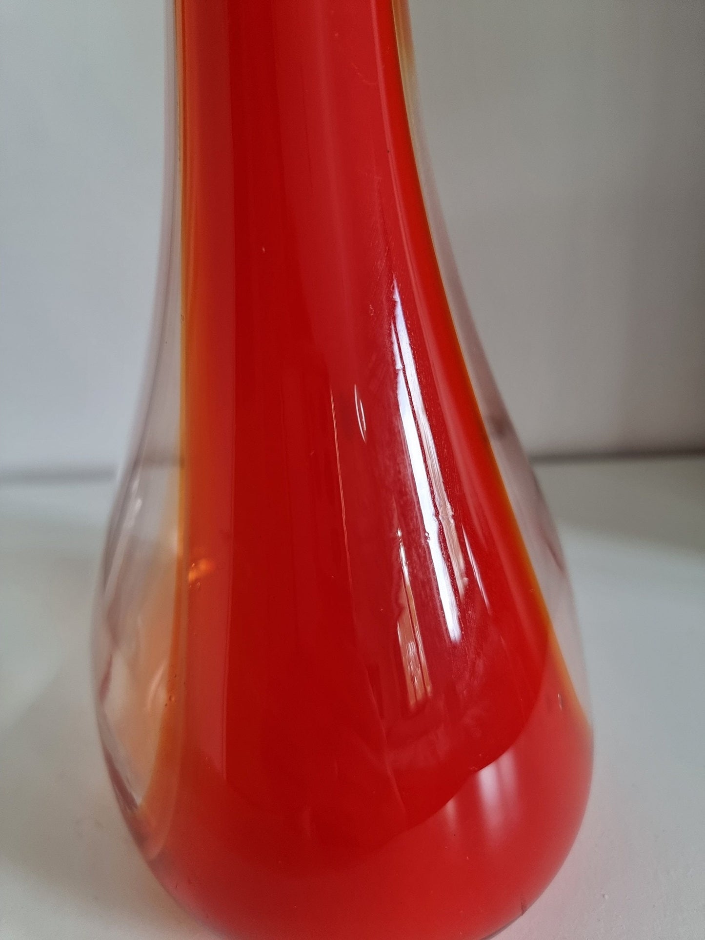 Mid-Century Red & Clear Art Glass Vase