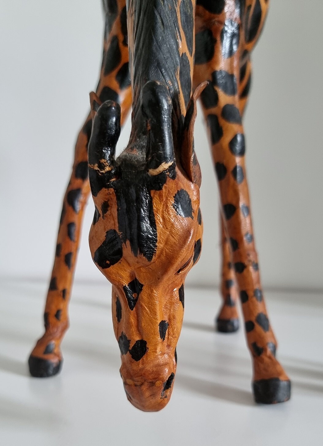 Vintage Leather Wrapped Mother & Baby Giraffes