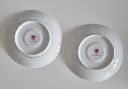 Pair Of Vintage Porcelaine de Monaco Creation Rozewicz Cups And Saucers, Princess Grace Kelly & Prince Rainier lll