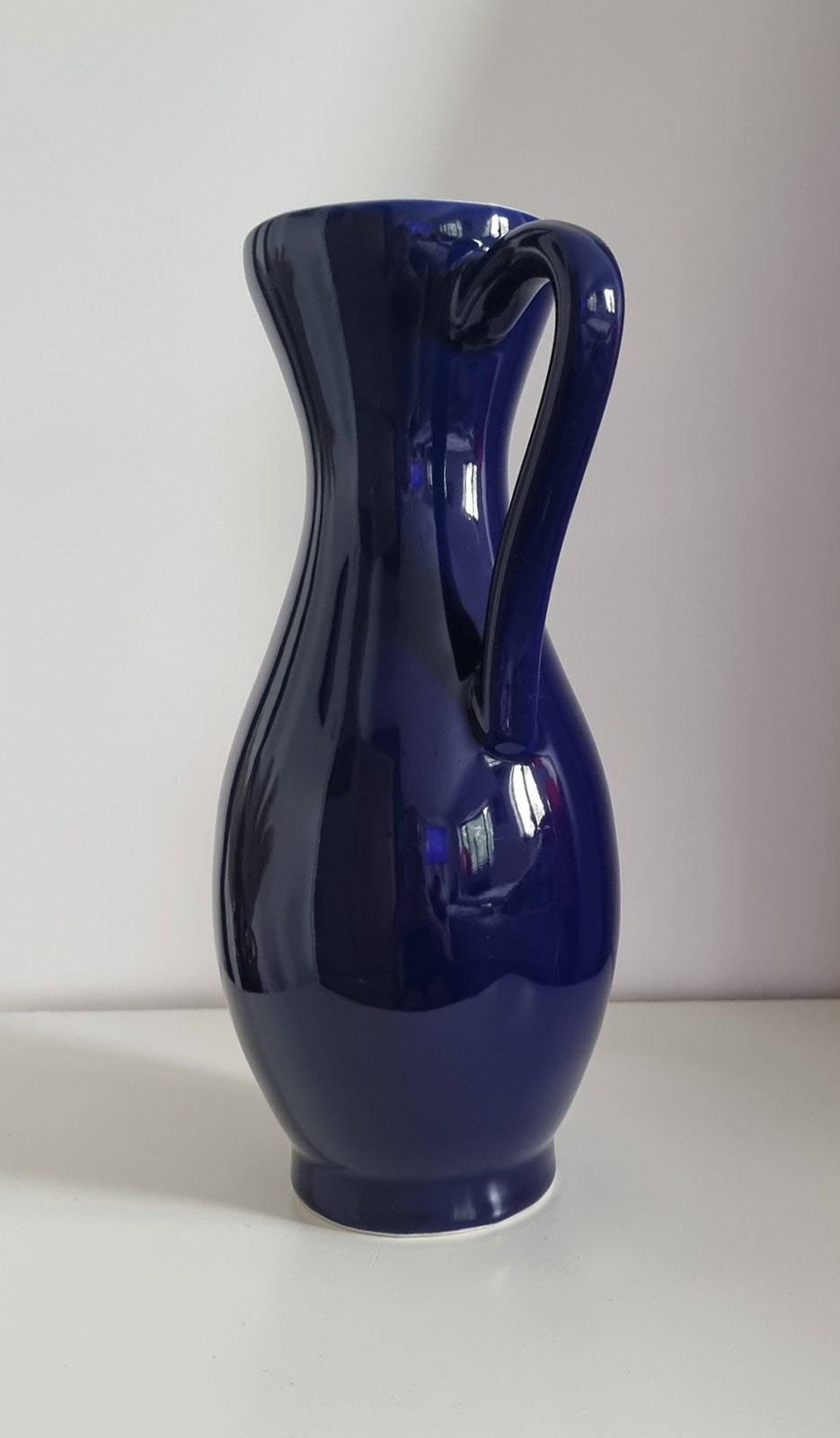 Vintage Tall Midnight Blue Ceramic Jug