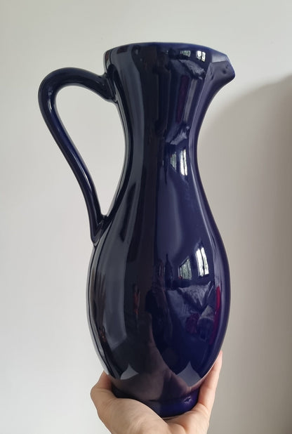 Vintage Tall Midnight Blue Ceramic Jug