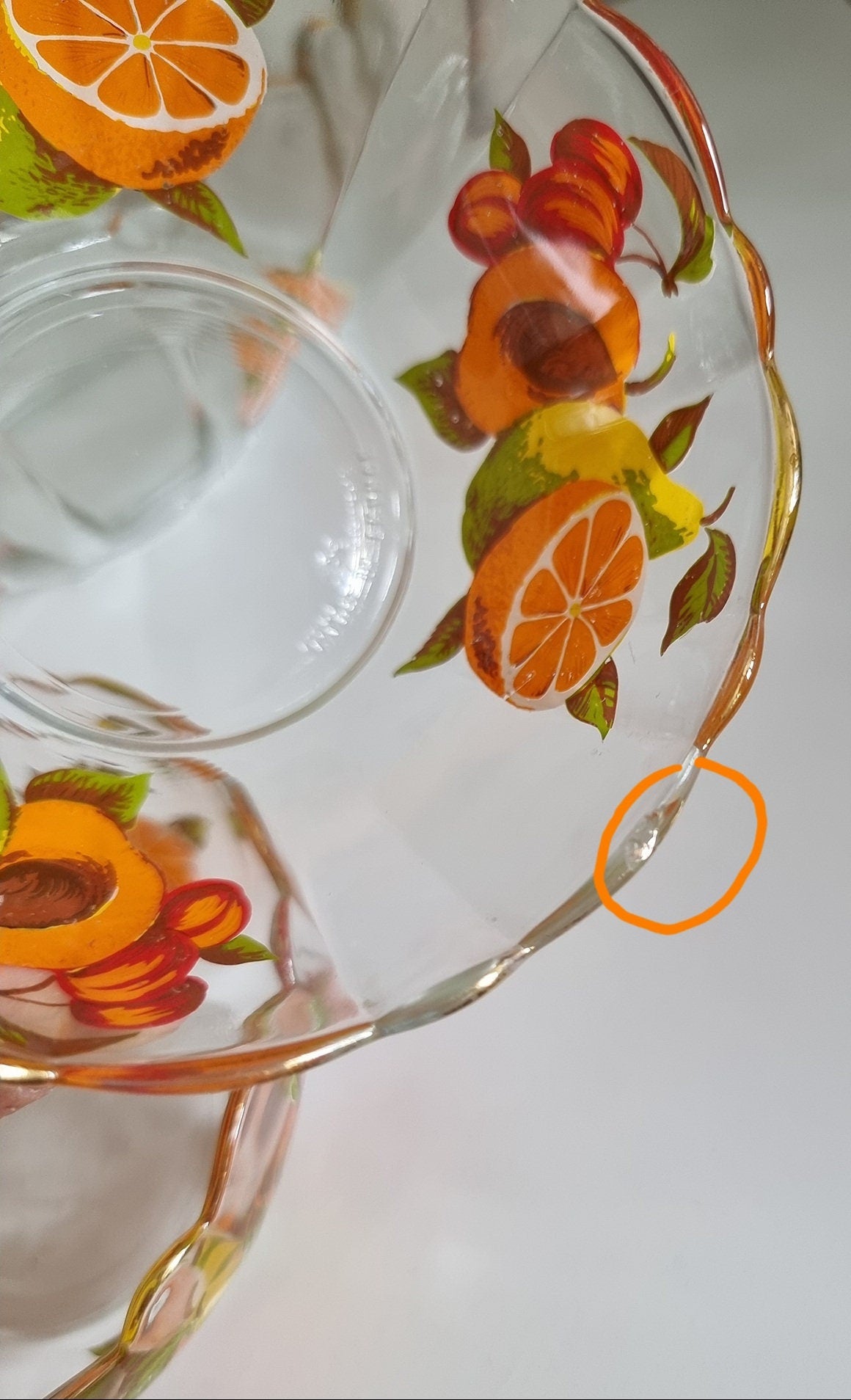 Vintage French Glass Fruit Bowl & 3 Serving Bowls