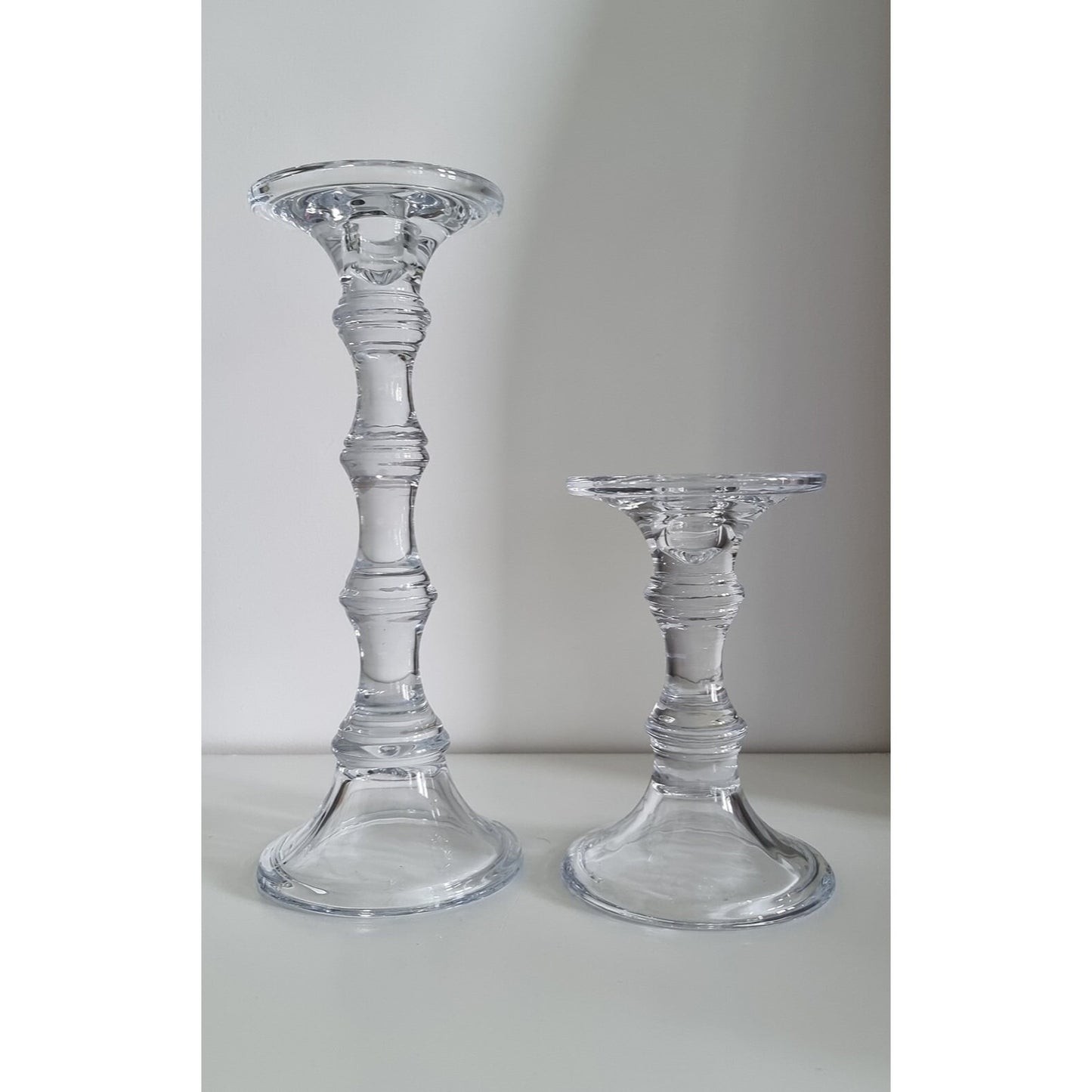 Pair Of Vintage Glass Candlestick/Candle Holders