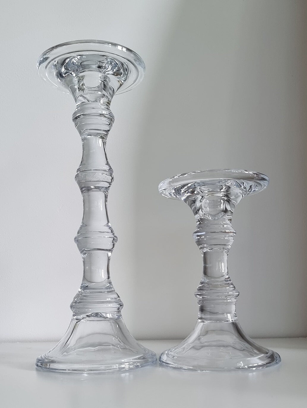 Pair Of Vintage Glass Candlestick/Candle Holders