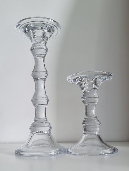 Pair Of Vintage Glass Candlestick/Candle Holders