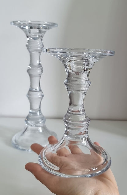 Pair Of Vintage Glass Candlestick/Candle Holders