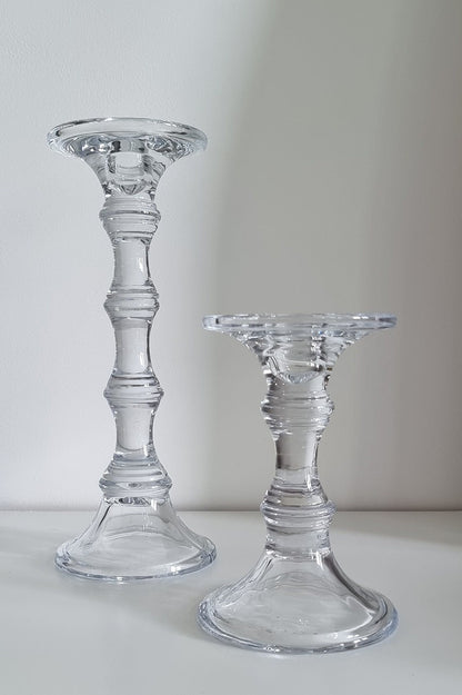 Pair Of Vintage Glass Candlestick/Candle Holders