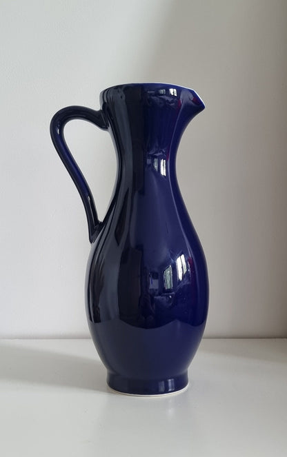 Vintage Tall Midnight Blue Ceramic Jug