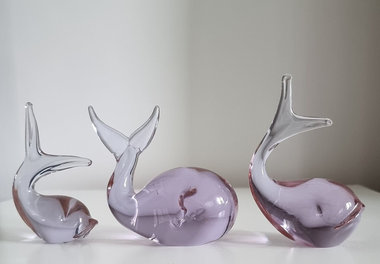 Vintage Alexandrite Neodymium Lilac Glass Whales