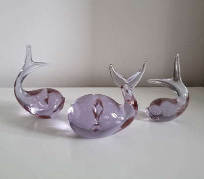 Vintage Alexandrite Neodymium Lilac Glass Whales