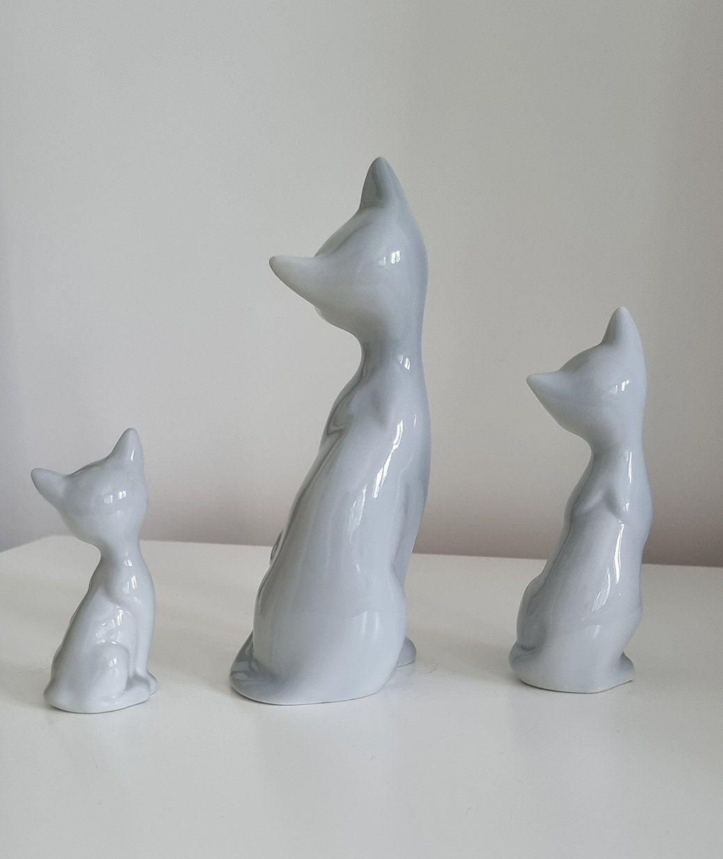 Vintage Set Of Three Mid Century Siamese Cat Figurines