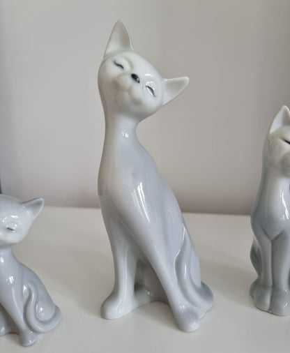 Vintage Set Of Three Mid Century Siamese Cat Figurines