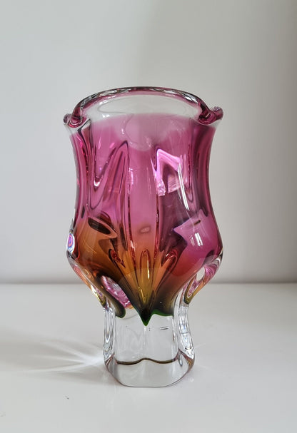 Vintage Art Glass Vase By Josef Hospodka For Chribska Glassworks