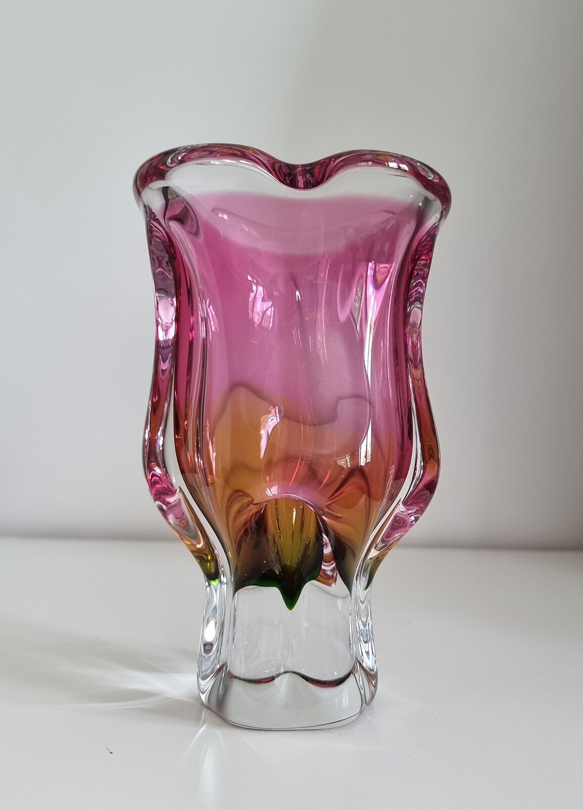 Vintage Art Glass Vase By Josef Hospodka For Chribska Glassworks