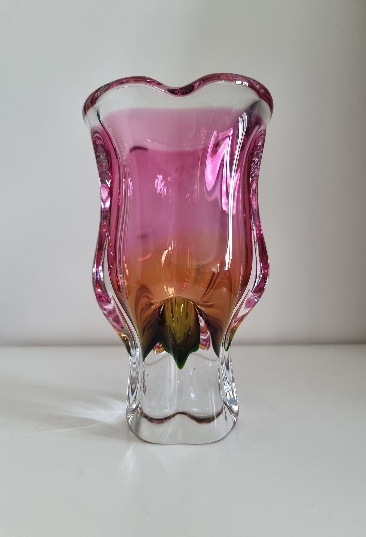 Vintage Art Glass Vase By Josef Hospodka For Chribska Glassworks