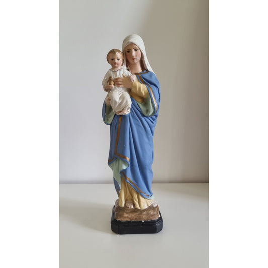 Virgin Mary Holding Baby Jesus, Vintage Religious Plaster Statue