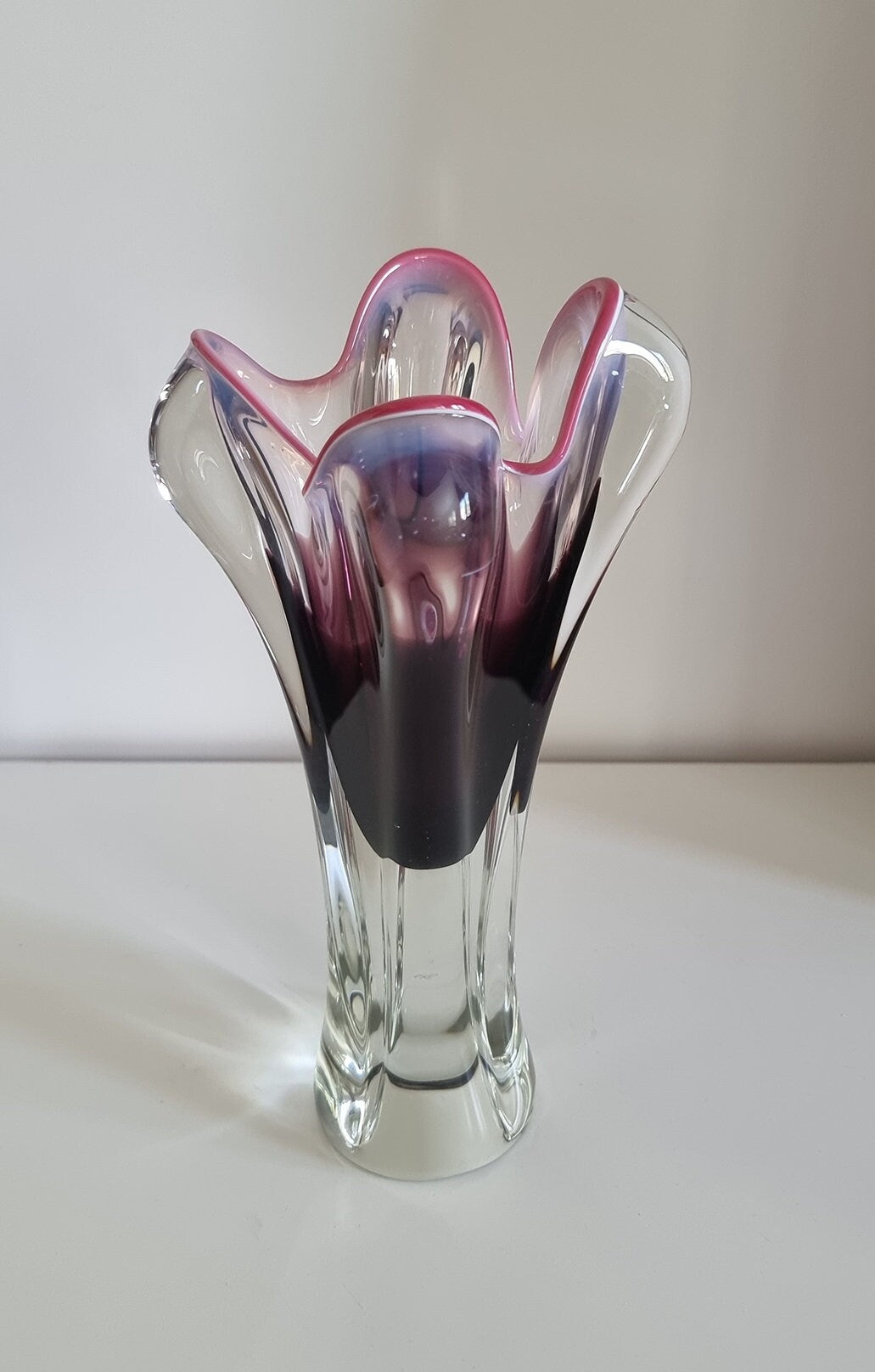 Vintage Art Glass Vase By Josef Hospodka For Chribska Glassworks