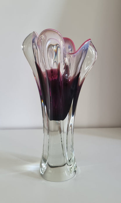 Vintage Art Glass Vase By Josef Hospodka For Chribska Glassworks