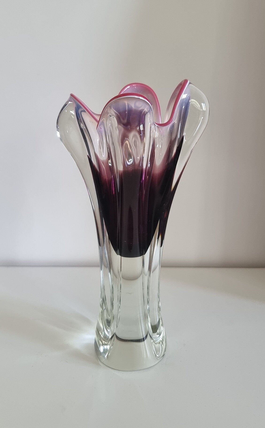 Vintage Art Glass Vase By Josef Hospodka For Chribska Glassworks