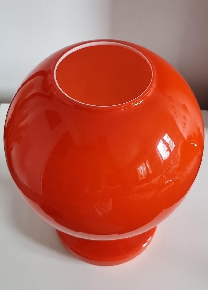 Mid-Century Modern Orange Glass Table Lamp By Štěpán Tabera, OPP Jihlava Czechoslovakia 1970's