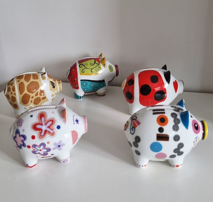 Set Of 5 Ritzenhoff Mini Piggy Banks - Porcelain Pig Money Boxes