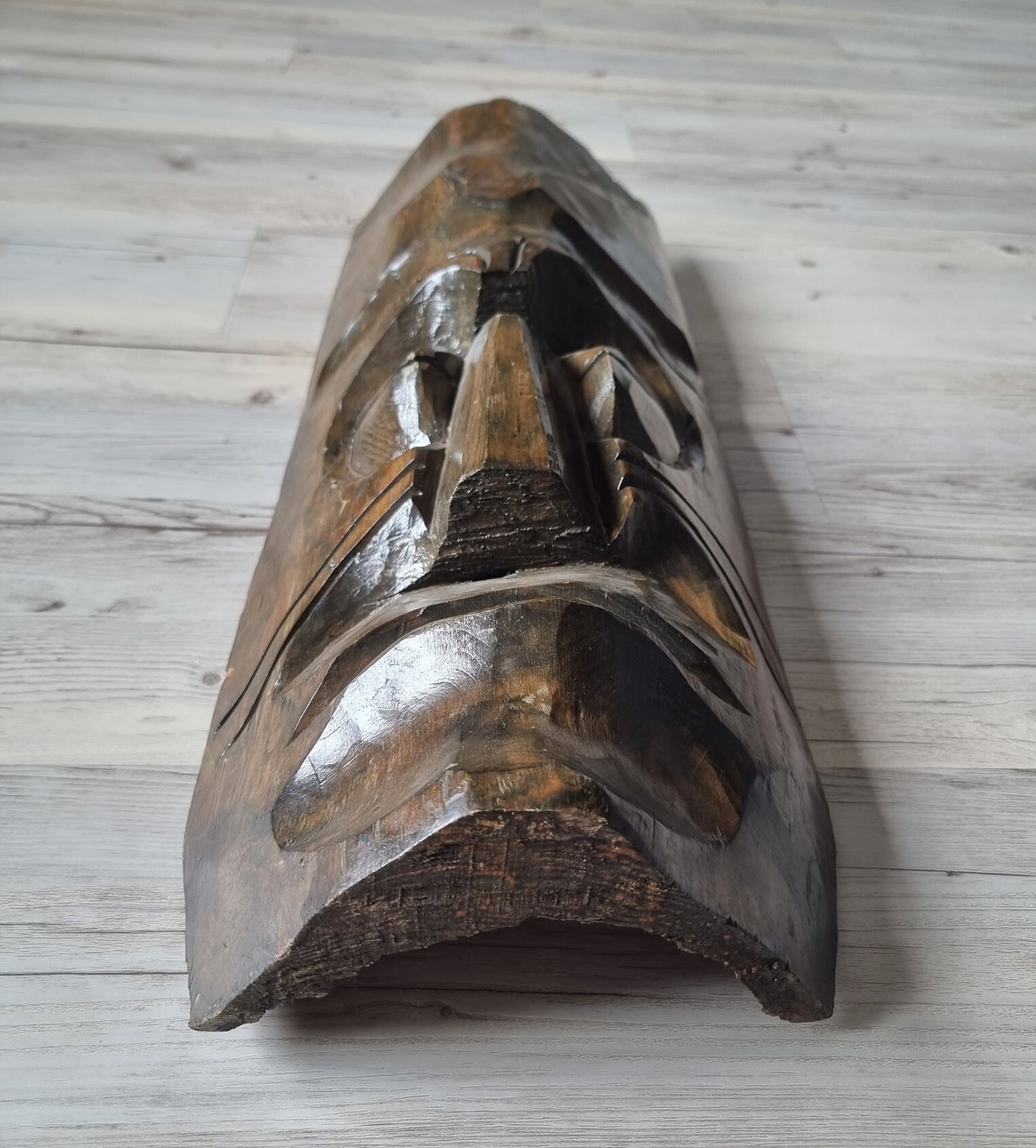 Vintage Wooden Tribal Mask Wall Art Sculpture