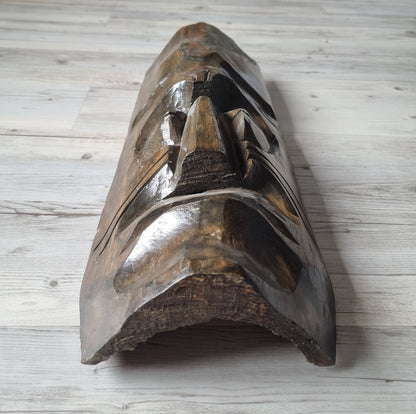 Vintage Wooden Tribal Mask Wall Art Sculpture