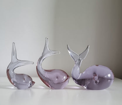 Vintage Alexandrite Neodymium Lilac Glass Whales