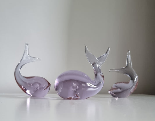 Vintage Alexandrite Neodymium Lilac Glass Whales