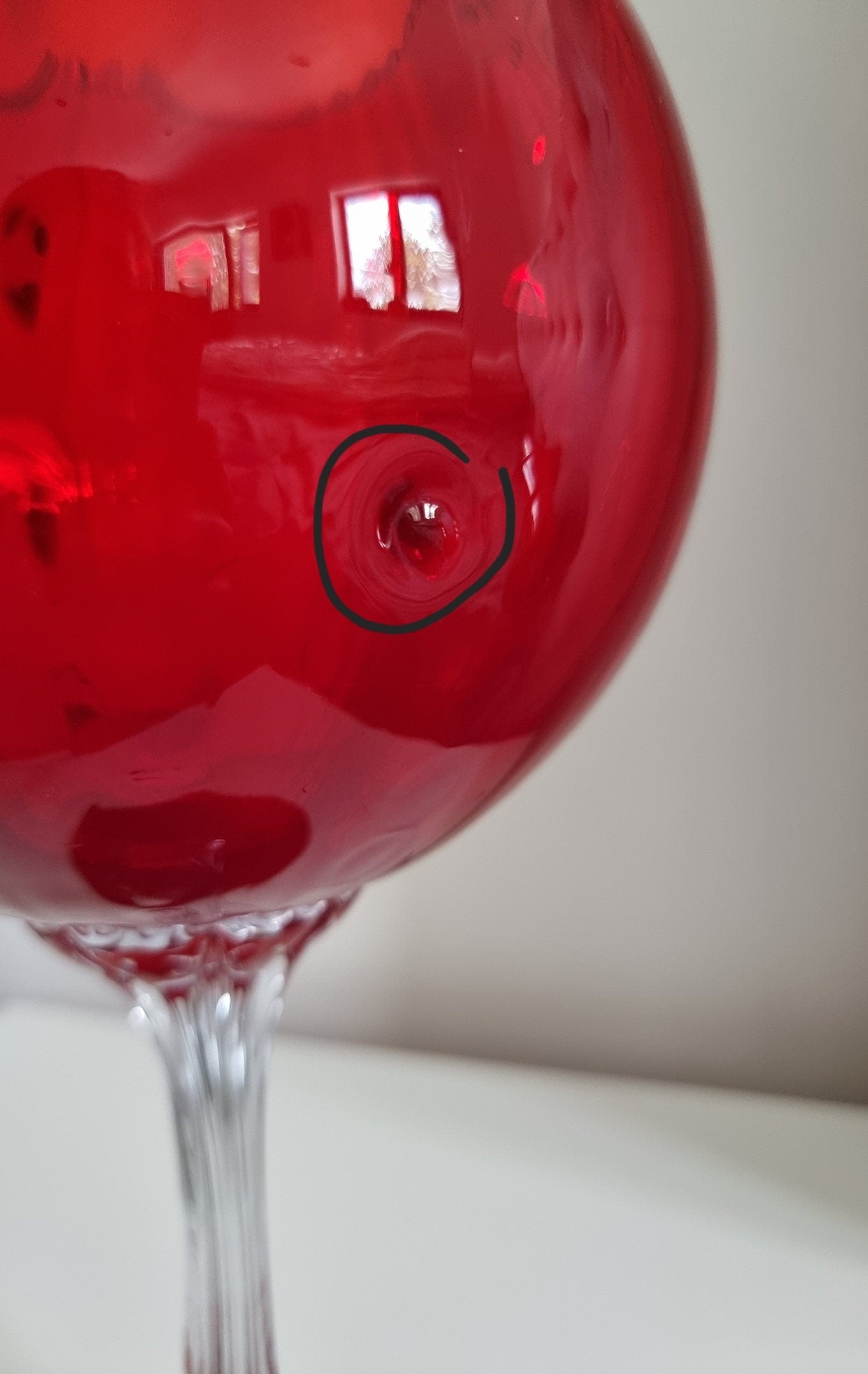 Vintage Italian Empoli Ruby Red Optic Balloon Glass Vase