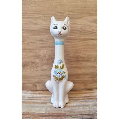 Mid-Century Floral Ceramic Cat Figure/Ornament