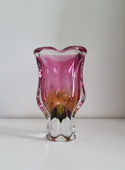 Vintage Art Glass Vase By Josef Hospodka For Chribska Glassworks