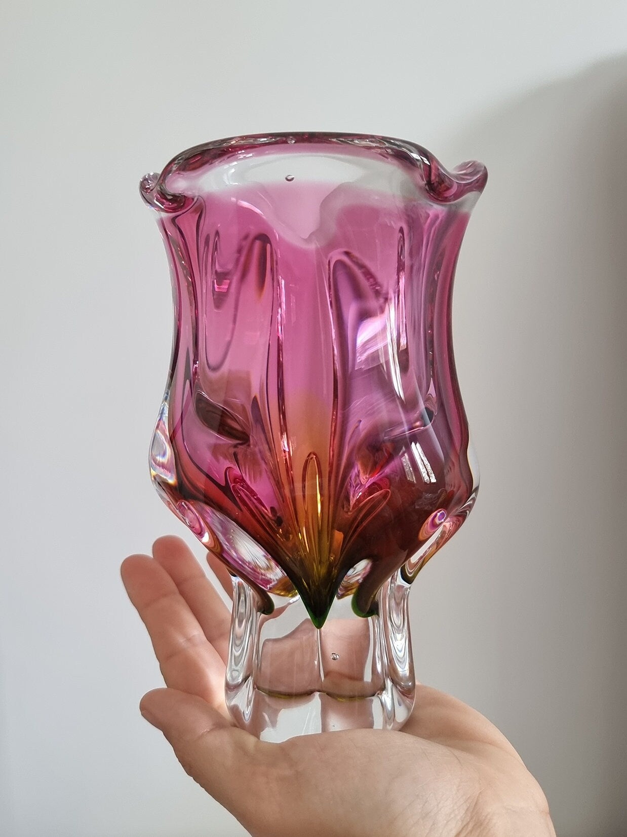 Vintage Art Glass Vase By Josef Hospodka For Chribska Glassworks