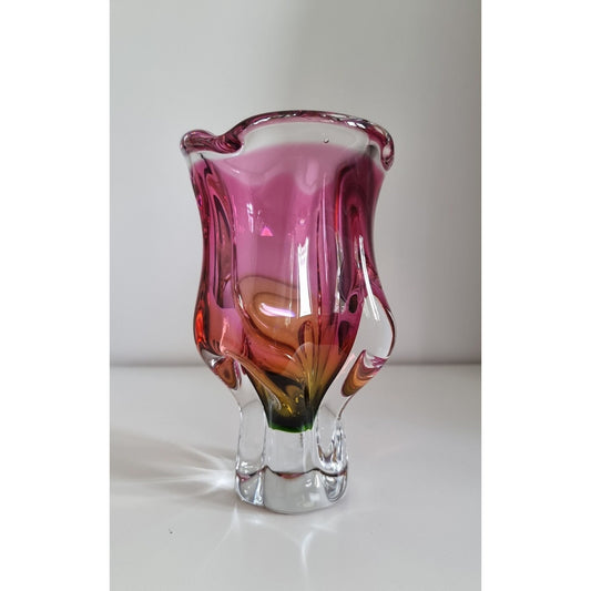 Vintage Art Glass Vase By Josef Hospodka For Chribska Glassworks