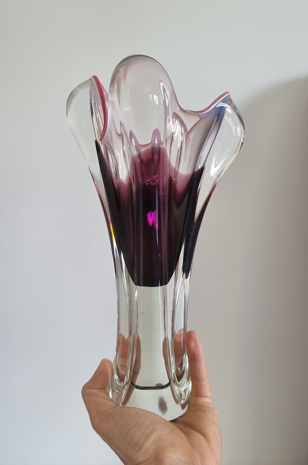 Vintage Art Glass Vase By Josef Hospodka For Chribska Glassworks