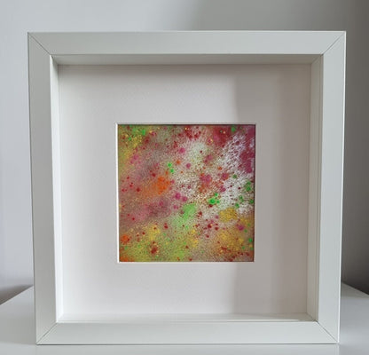 Contemporary Abstract Art On Glass In White Frame