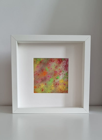 Contemporary Abstract Art On Glass In White Frame