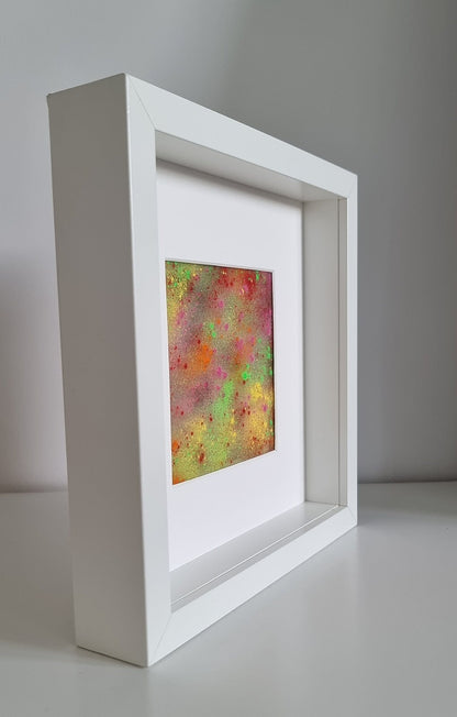 Contemporary Abstract Art On Glass In White Frame