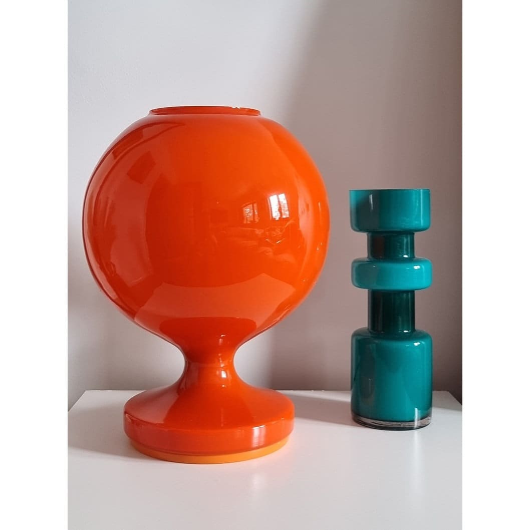 Mid-Century Modern Orange Glass Table Lamp By Štěpán Tabera, OPP Jihlava Czechoslovakia 1970's